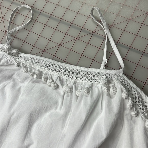 SUSANA MONACO 100% Cotton Spaghetti Strap Ball Fringe Lace Boho Beach Mini SZ 2 - Picture 9 of 13